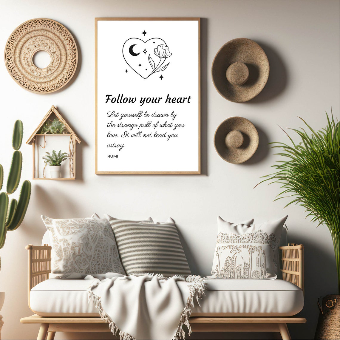 Rumi Follow Your Heart Quote Celestial Heart Minimalist Poster - Image 6