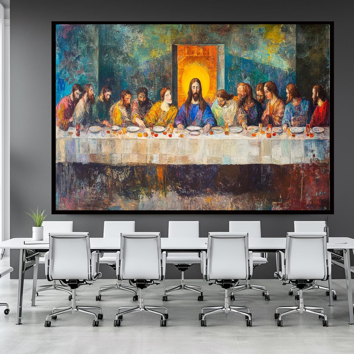 Last Supper Abstract Impressionist Religious Painting Poster - Image 3