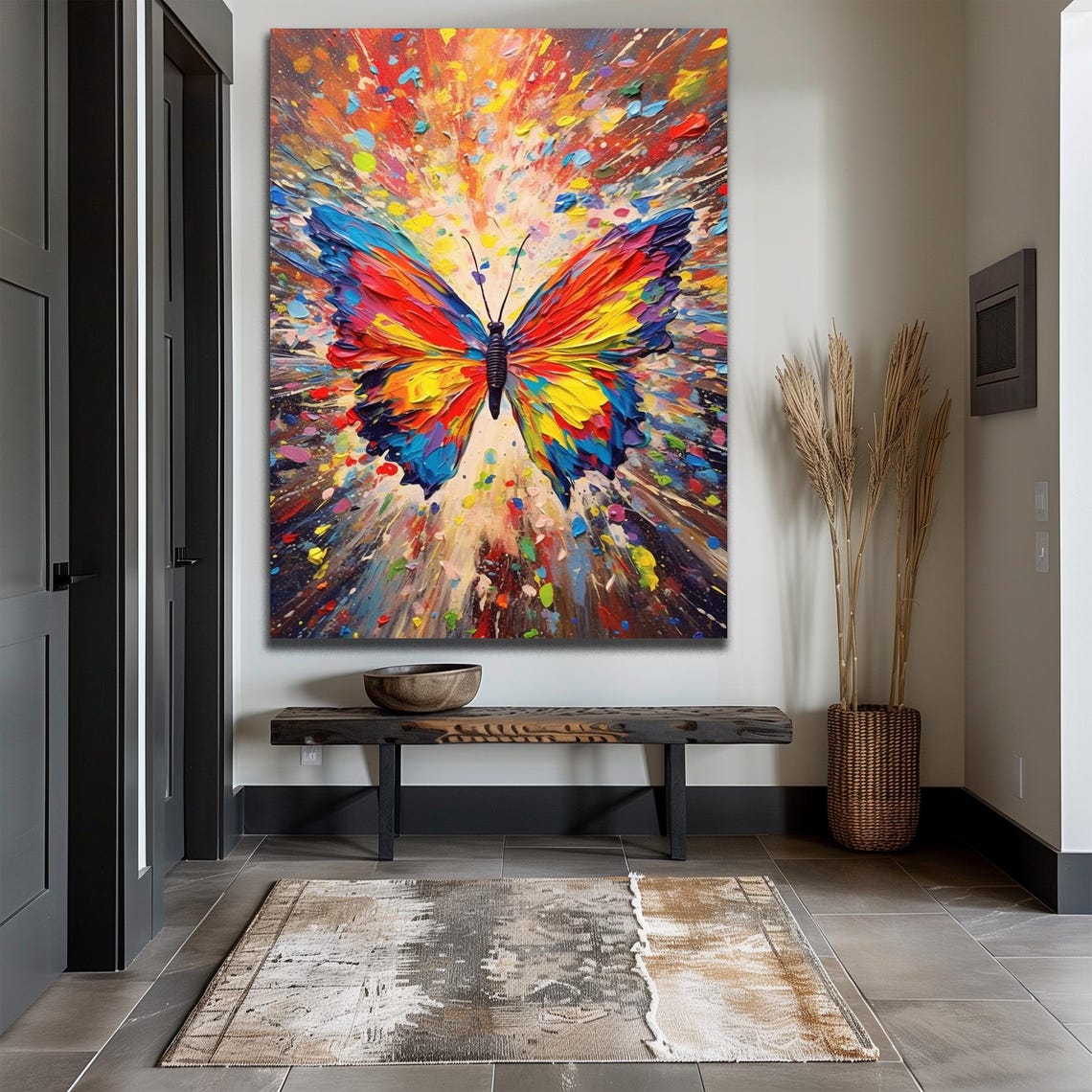 Rainbow Butterfly Explosion Colorful Abstract Paint Splash Art Poster - Image 2