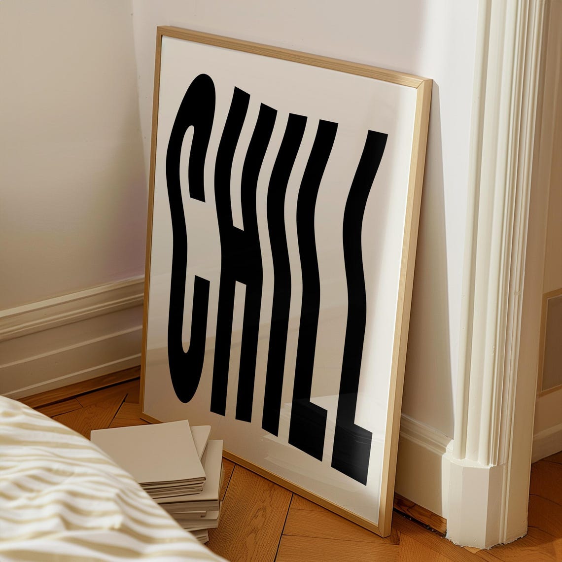 Chill Wavy Distorted Black Typography Retro Quote Wall Decor Poster - Image 2