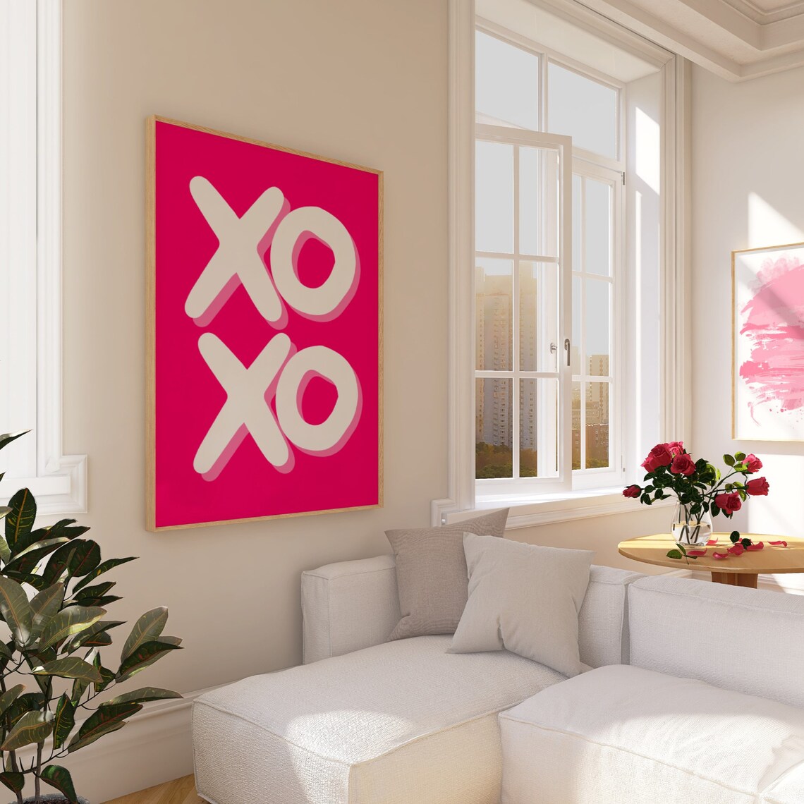 XOXO Hot Pink Preppy Valentine Typography Sweet Love Gift Poster - Image 2
