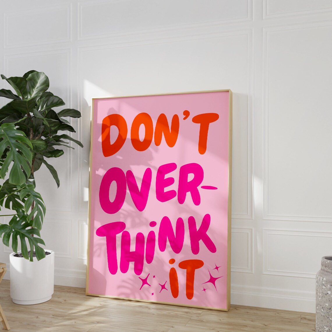 Don't Overthink It Quote Print, Preppy Dorm Decor - Image 3