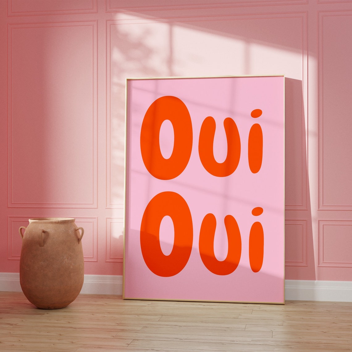 Oui Oui Orange French Retro Pink Playful Typography Art Poster - Image 4