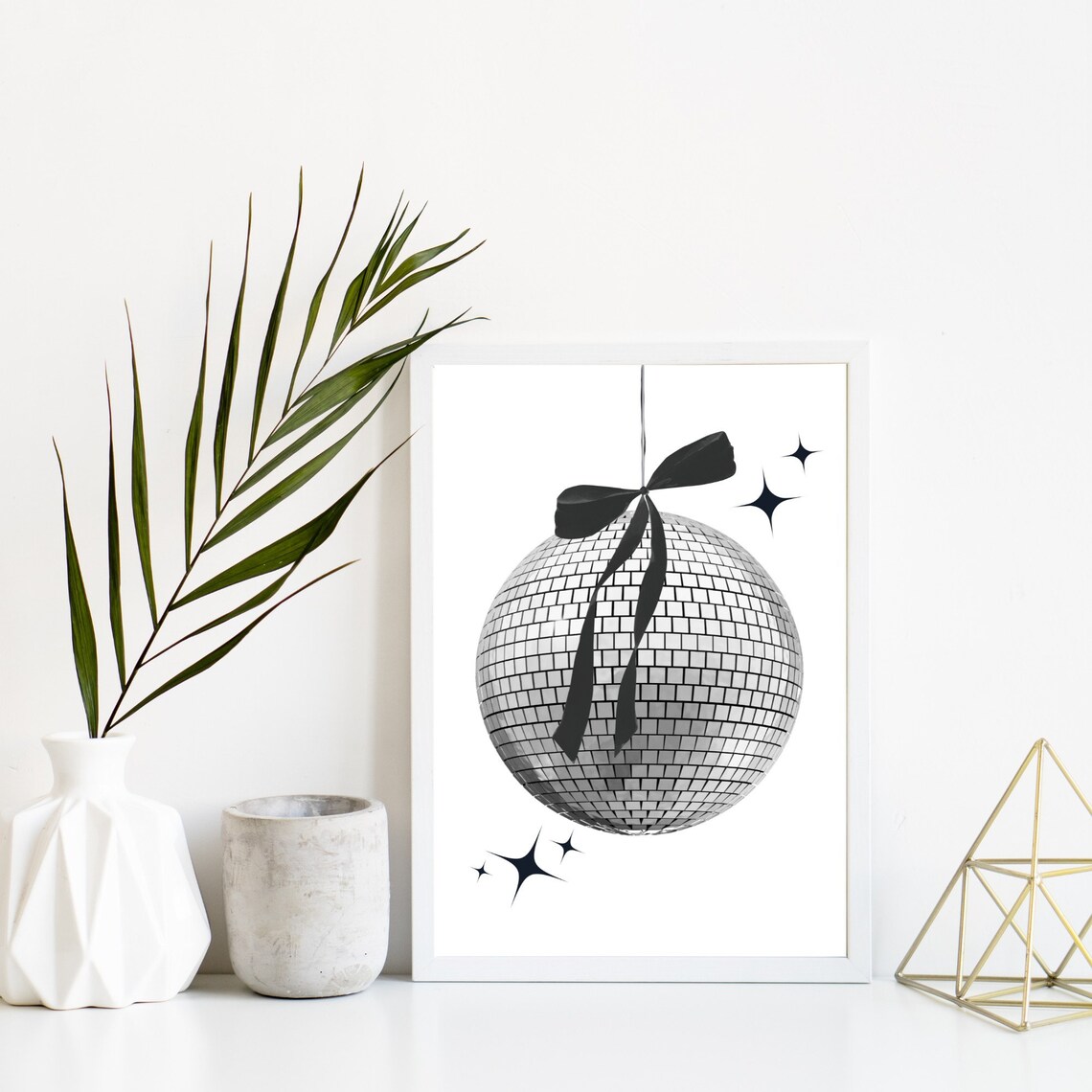 Disco Ball Vintage Retro Poster Print, Black And White - Image 2