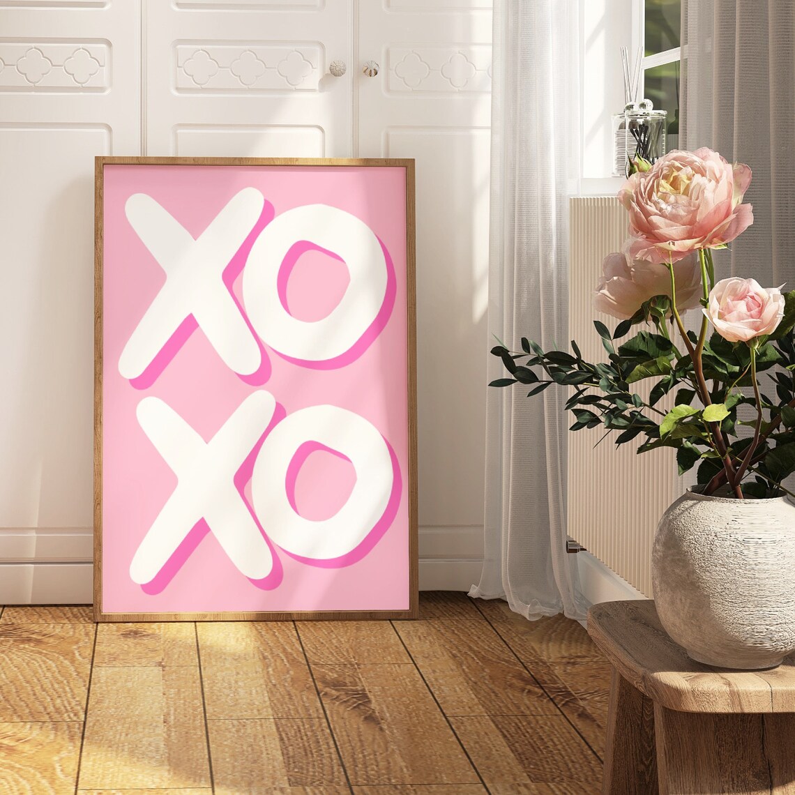Xoxo Print, Pink Preppy Typography Art Print - Image 3