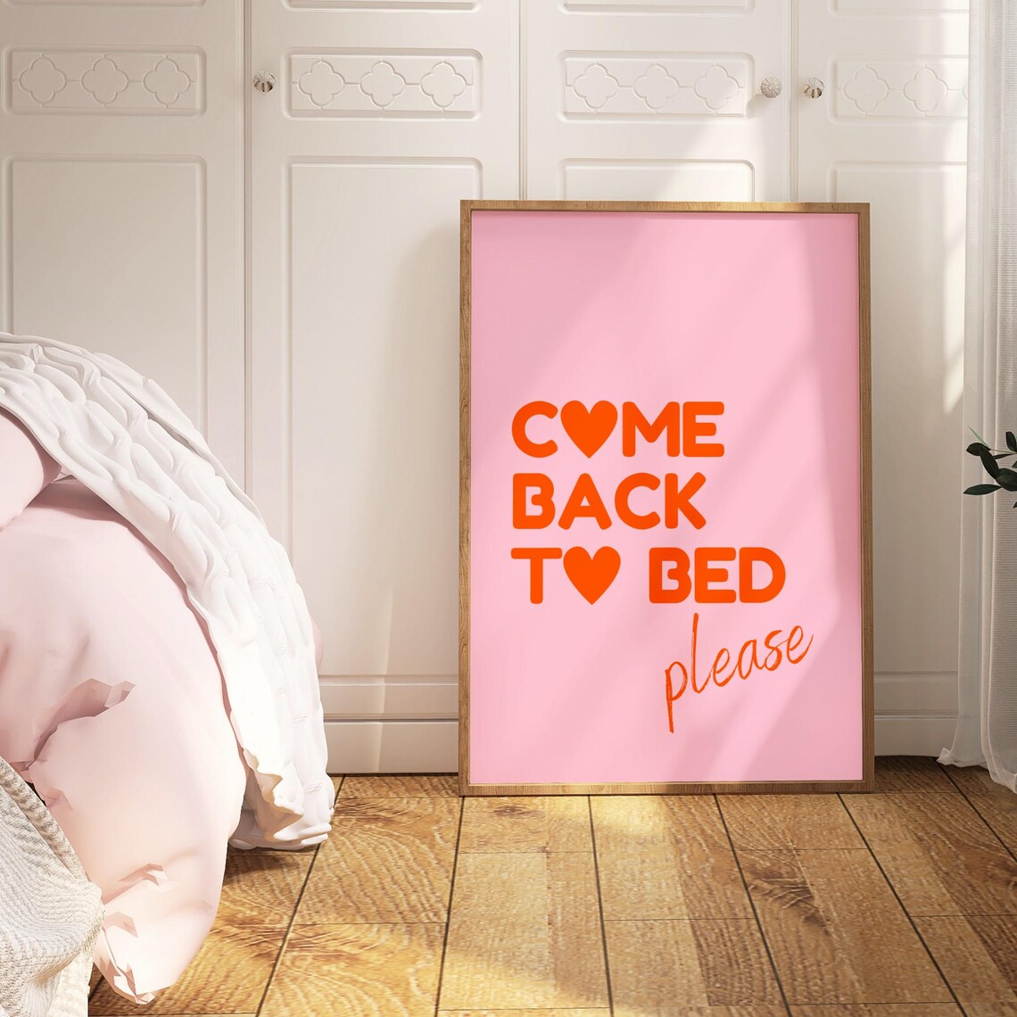 Come Back To Bed Couples Quote Art Print - Image 4