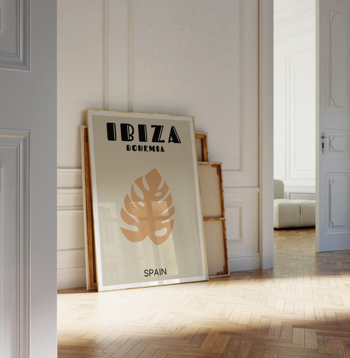 Ibiza Bohemia Spain Retro Travel Monstera Leaf Boho Art Poster - Image 3