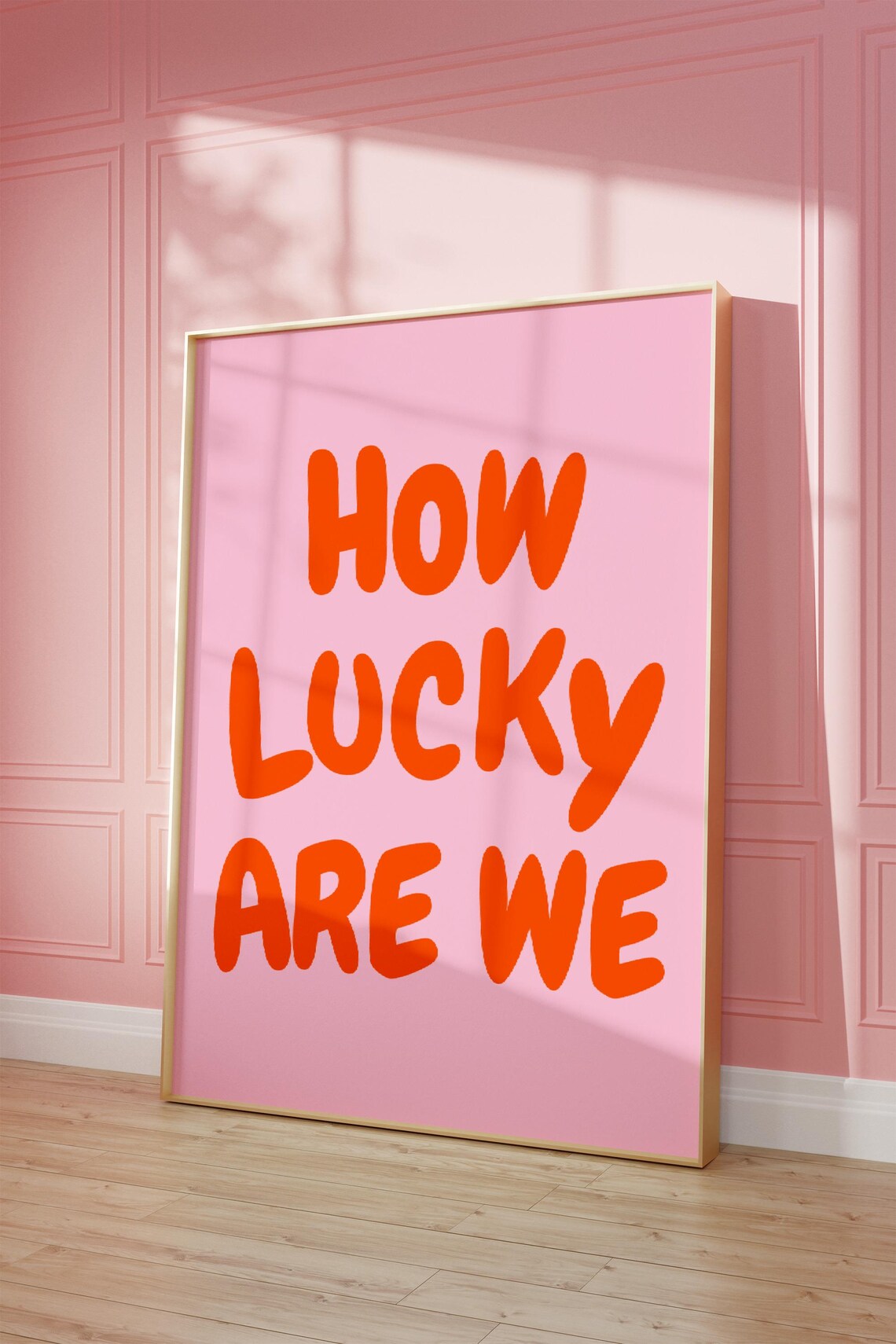 How Lucky Are We Typography Quote Poster, Retro Aesthetic - Image 3