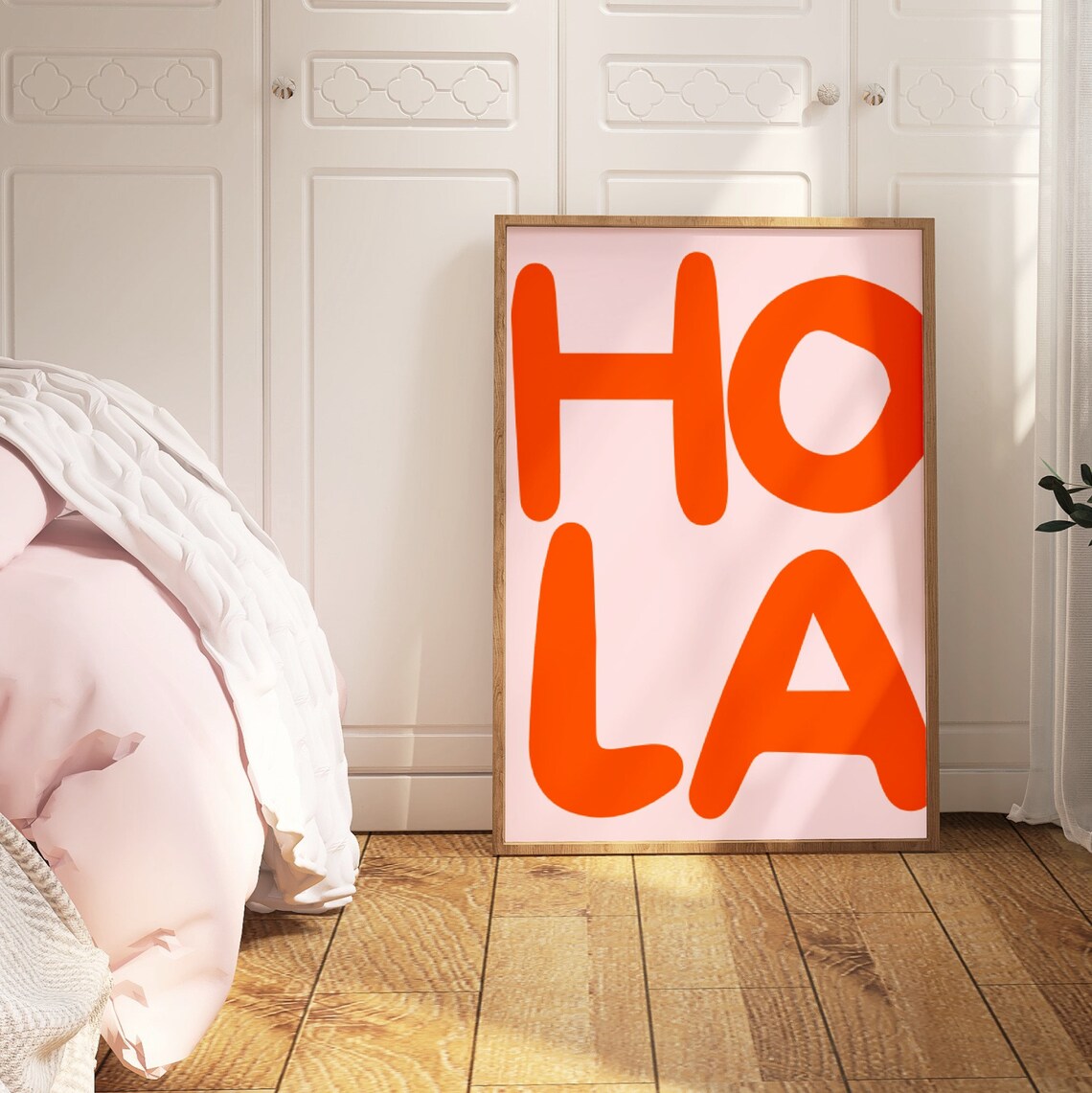 Hola Retro Quote Print, Pink Orange Typography - Image 2