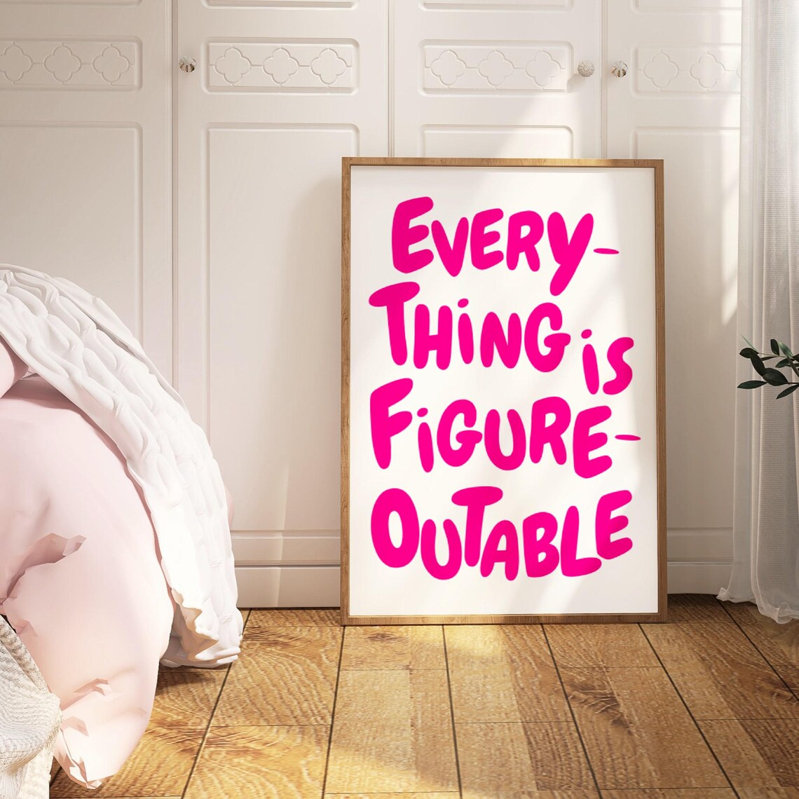 Everything Is Figureoutable Quote Print, Pink Office - Image 3
