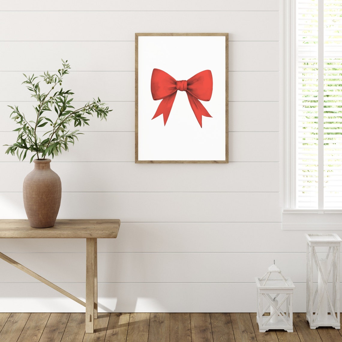 Red Ribbon Bow Watercolor Minimalist Classic Coquette Poster - Image 4
