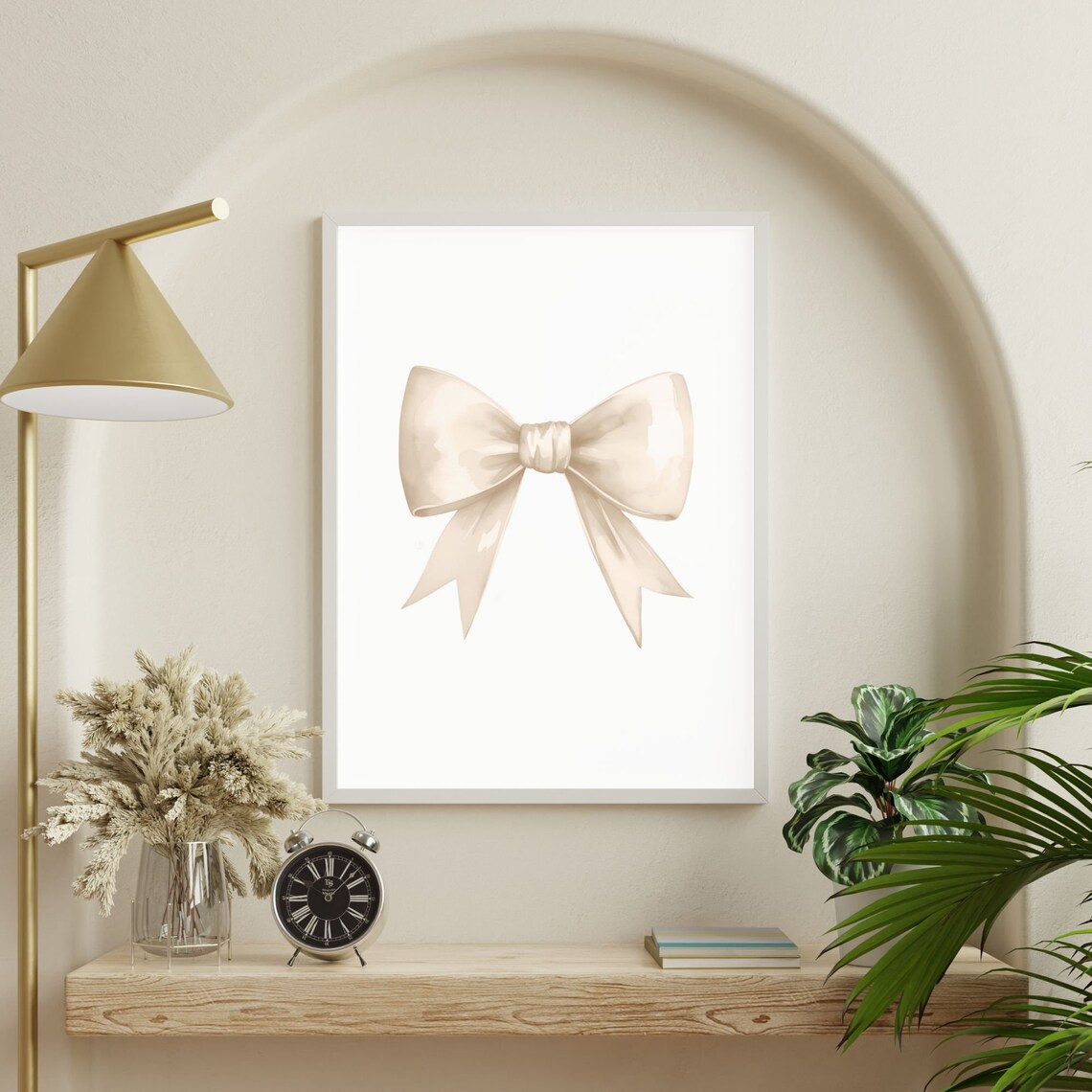 Cream Beige Watercolor Bow Preppy Coquette Aesthetic Teen Room Poster - Image 2