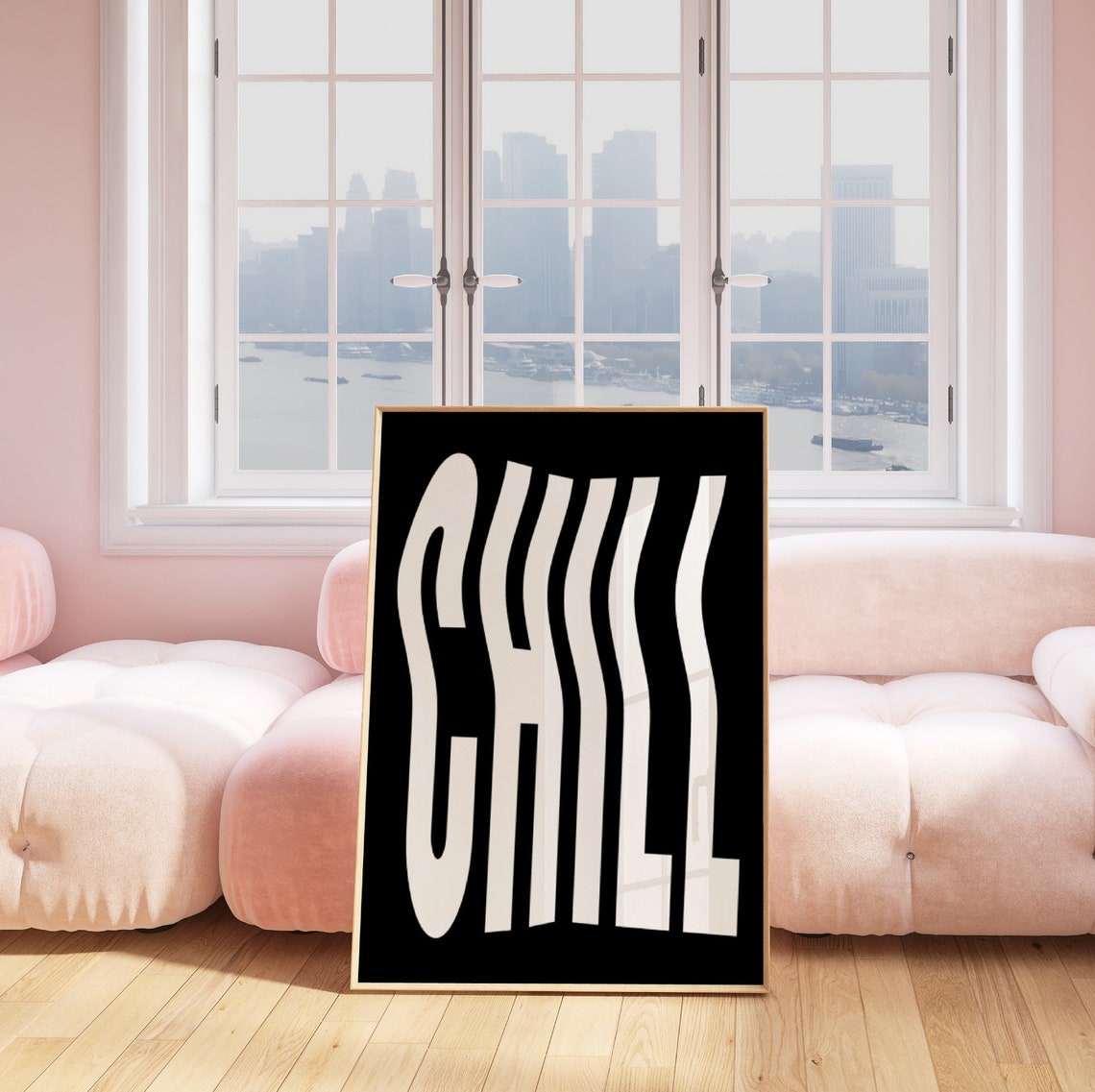 Chill Wavy Distorted Typography Black Monochrome Quote Poster - Image 2
