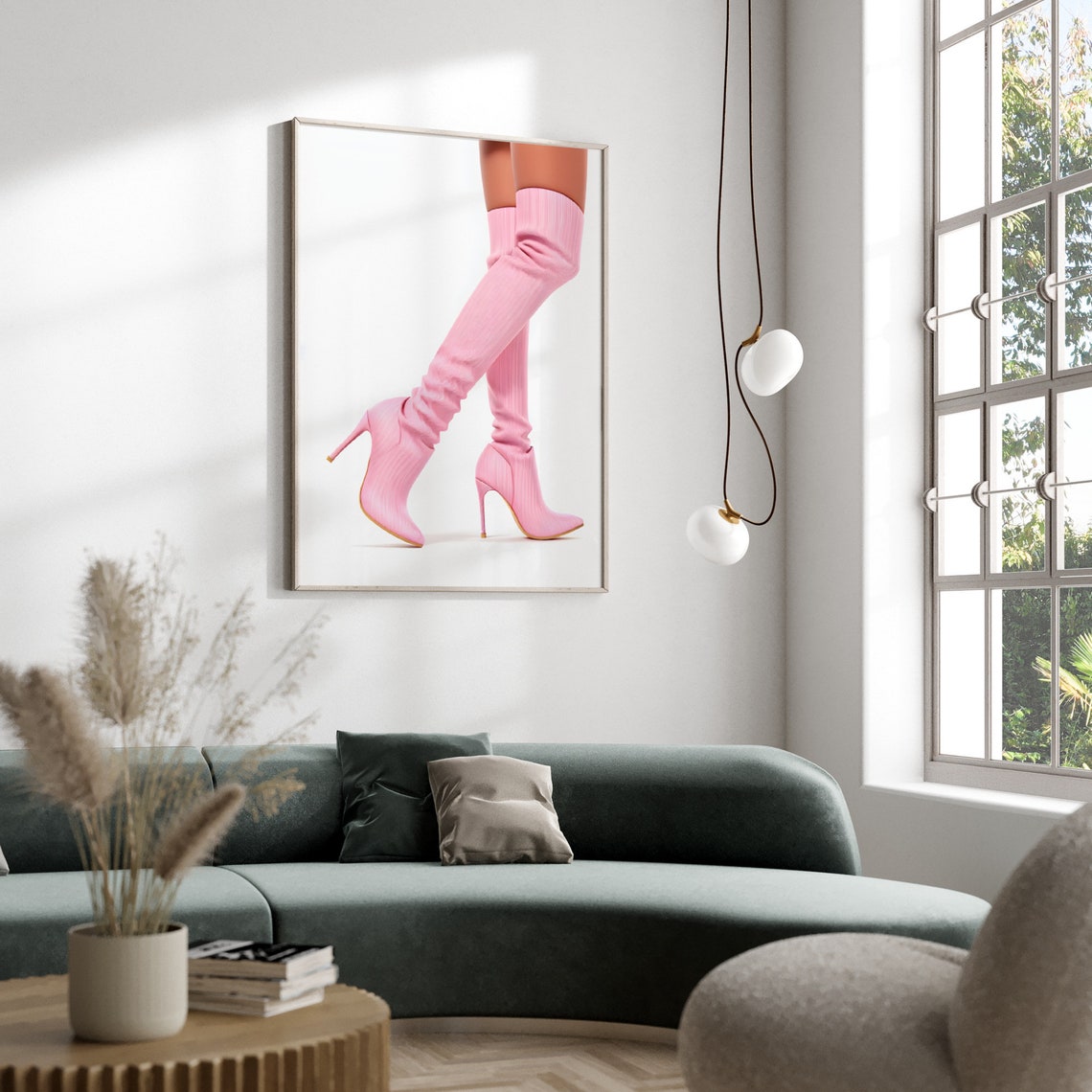 Pink Over The Knee High Heel Stiletto Boots Glam Fashion Poster - Image 3
