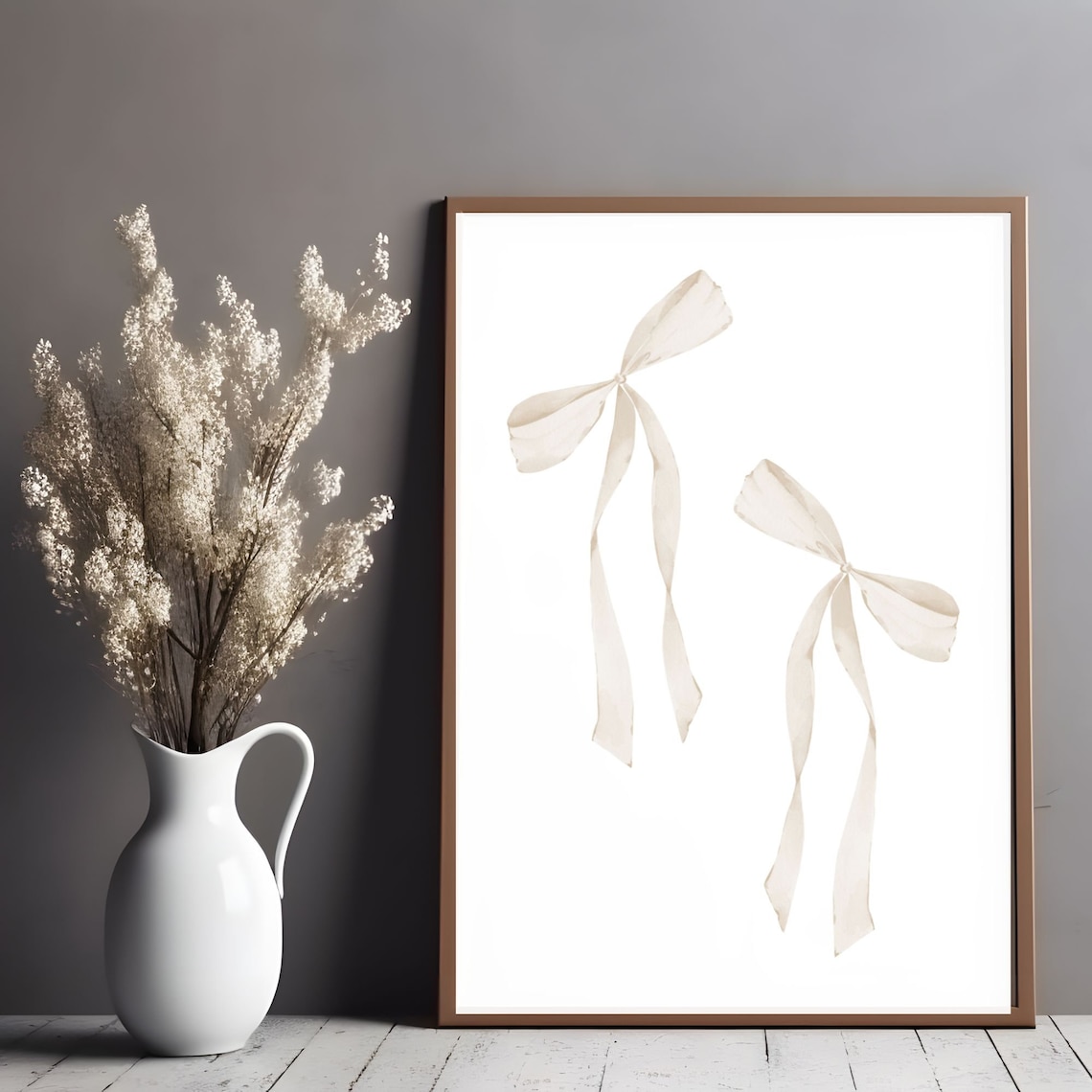 Beige Bow Print, Preppy Aesthetic Poster - Image 3