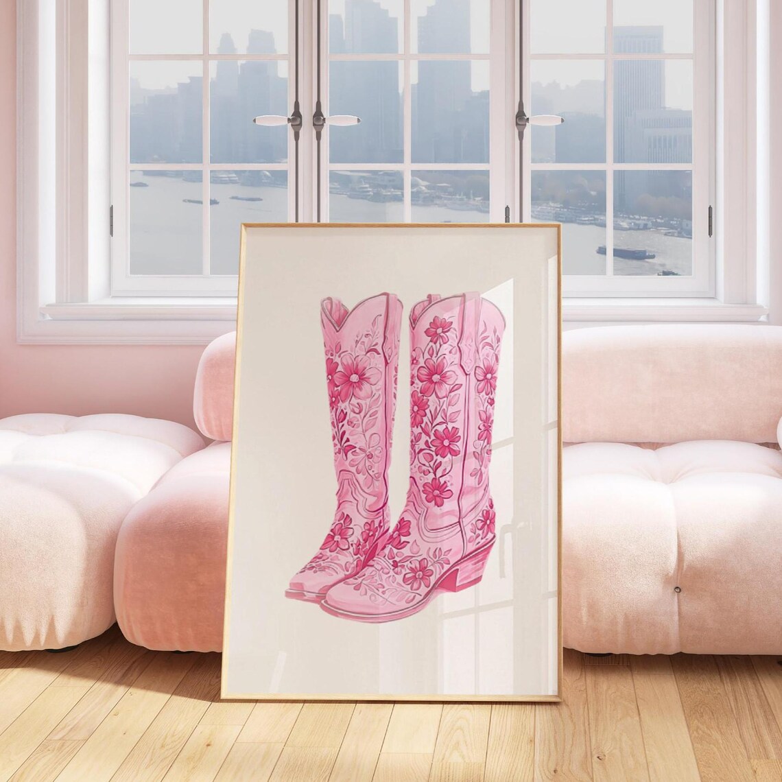 Pink Cowboy Boots Print Pink Coastal Cowgirl Boot Orint Granddaughter Print Preppy Chinoiserie Nursery Art Dorm Room Poster - Image 3