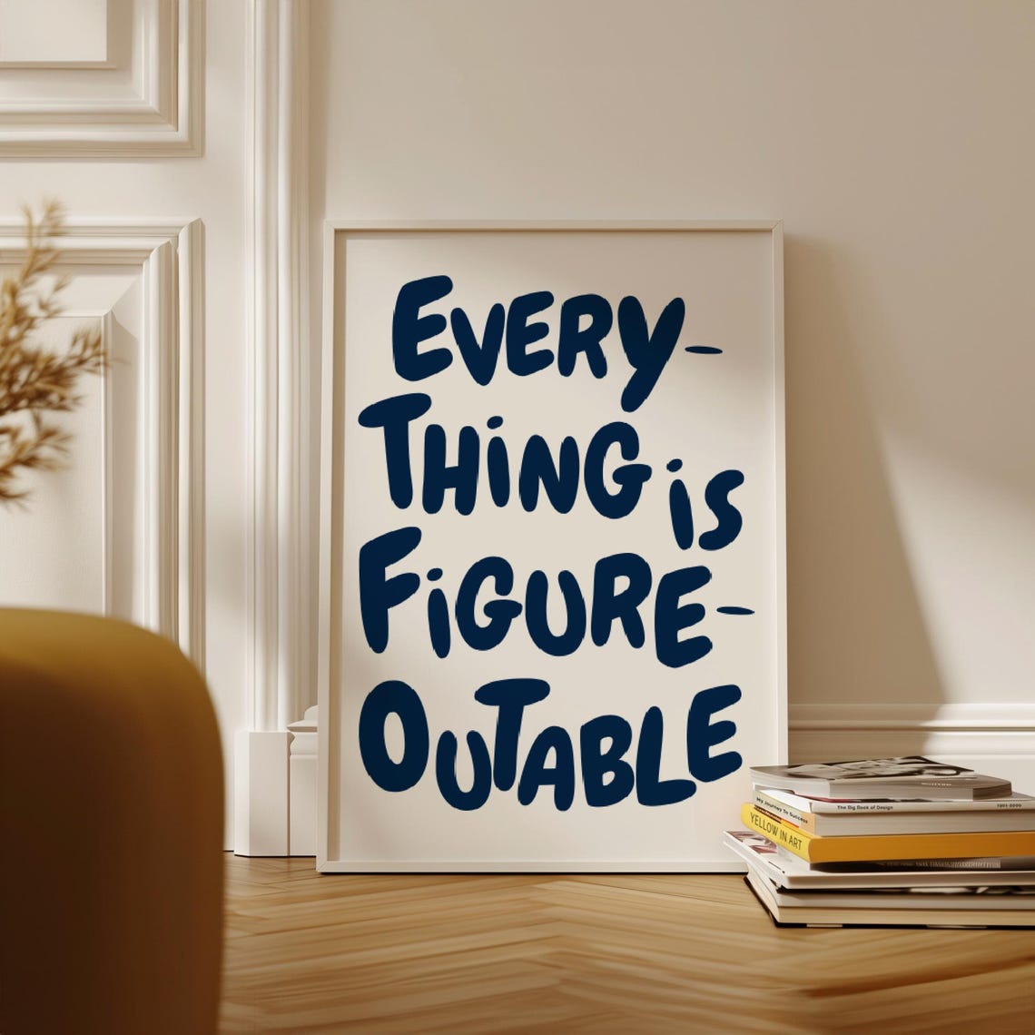 Everything Is Figureoutable Navy Bold Hand Lettered Quote Poster - Image 2