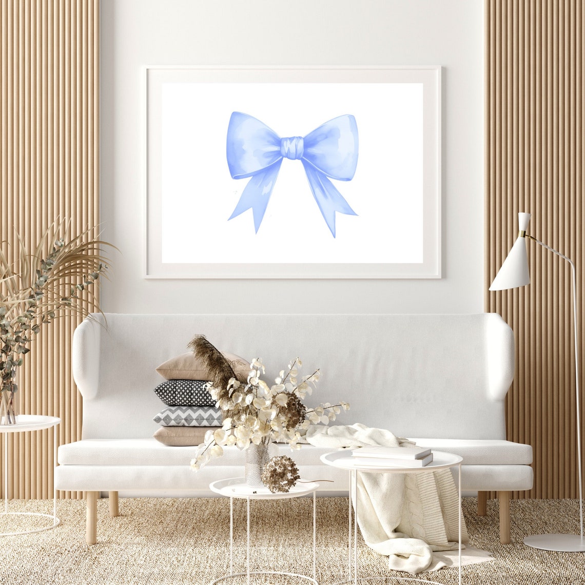 Light Blue Watercolor Bow Coquette Minimalist Nursery Poster - Image 2