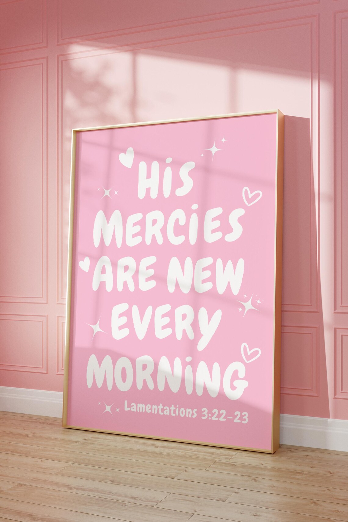 Modern Christian Art Scripture Wall Art His Mercies Are New Every Morning Pink Christian Wall Art Bible Verse Prints - Image 3