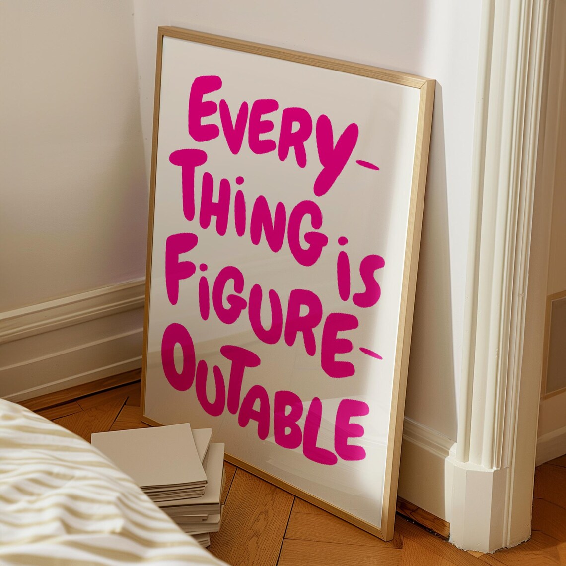 Everything Is Figureoutable Quote Print, Pink Office - Image 2