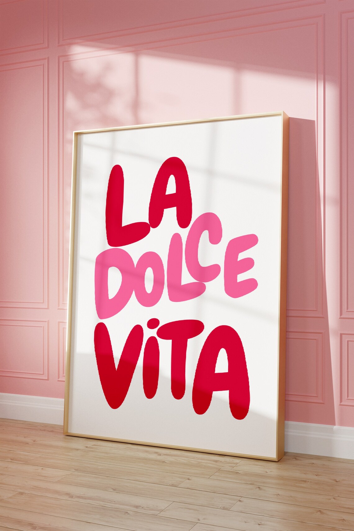 La Dolce Vita Pink Typography Poster Italian Phrase Trendy Room Decor - Image 2