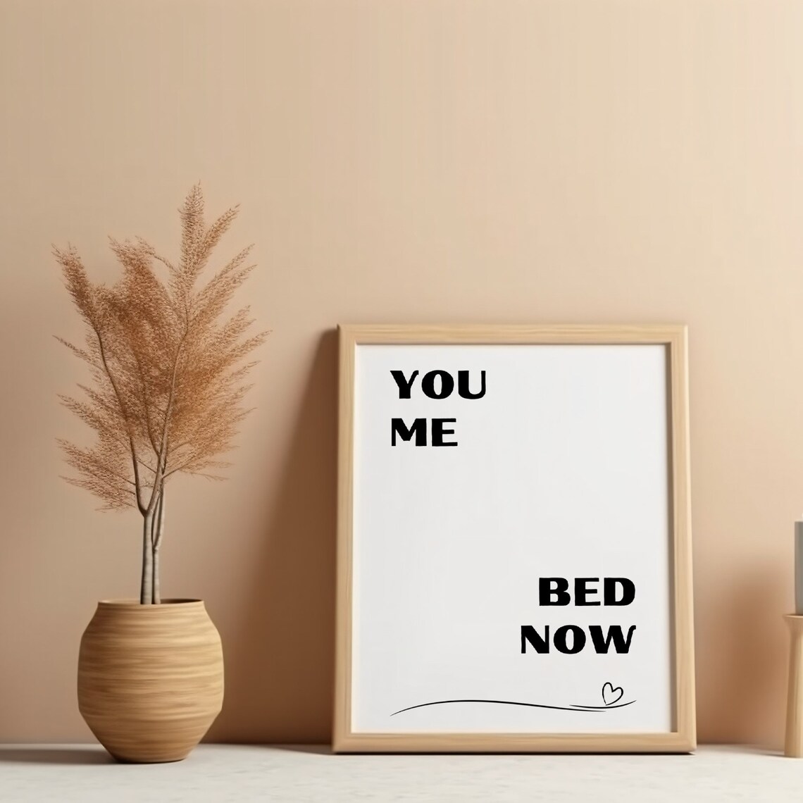You Me Bed Now Funny Couple Bedroom Quote Minimalist Love Poster
