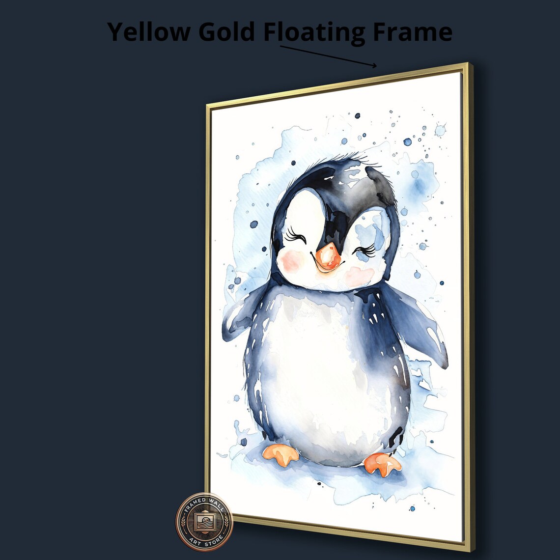 Cute Baby Penguin Watercolor Happy Nursery Animal Wall Art Poster - Image 3