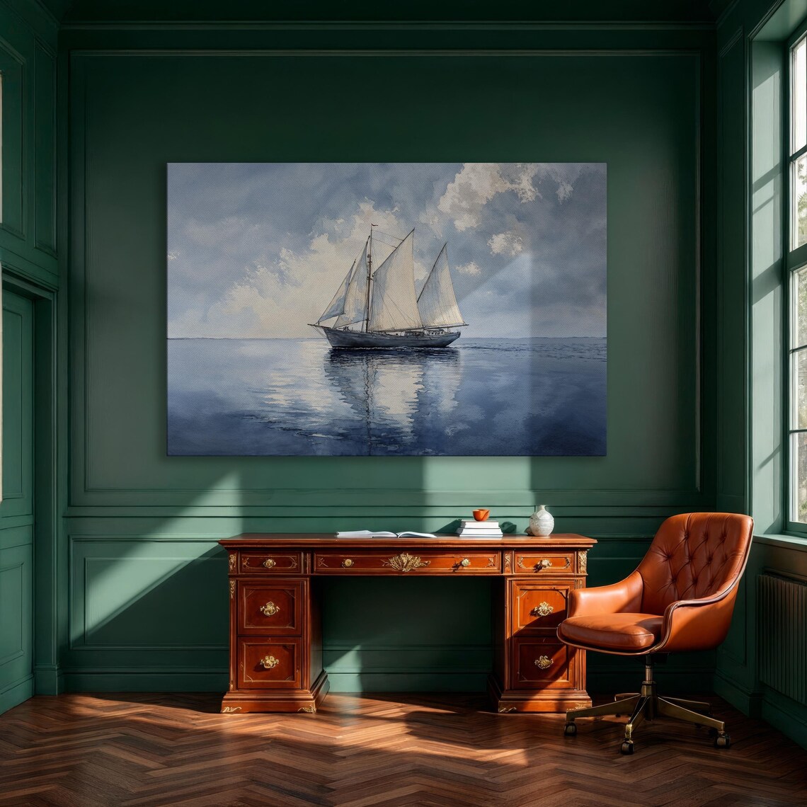 Seascape Nautical Decor Art Print, Sailboat