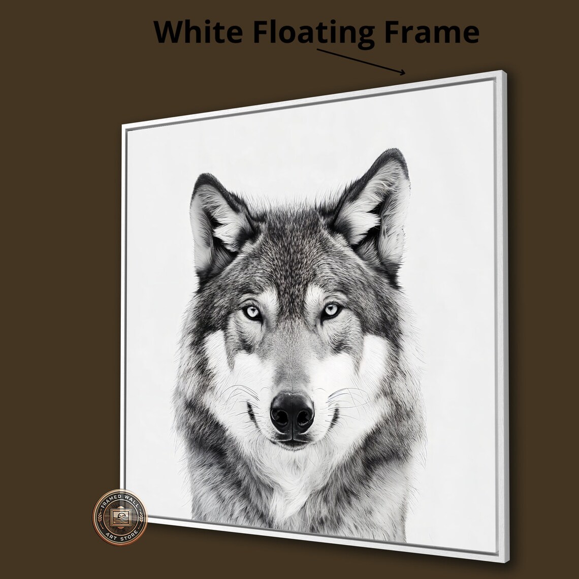 Majestic Grey Wolf Close Up Black And White Wildlife Portrait Wall Poster - Image 3