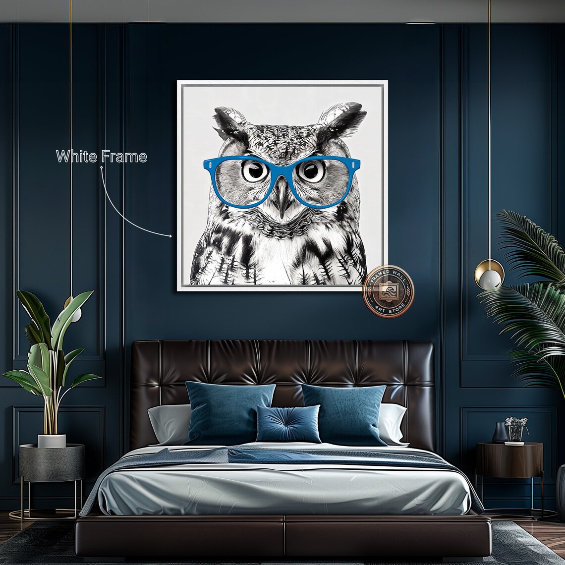 Owl With Glasses, Whimsical Animal Poster Print - Image 2