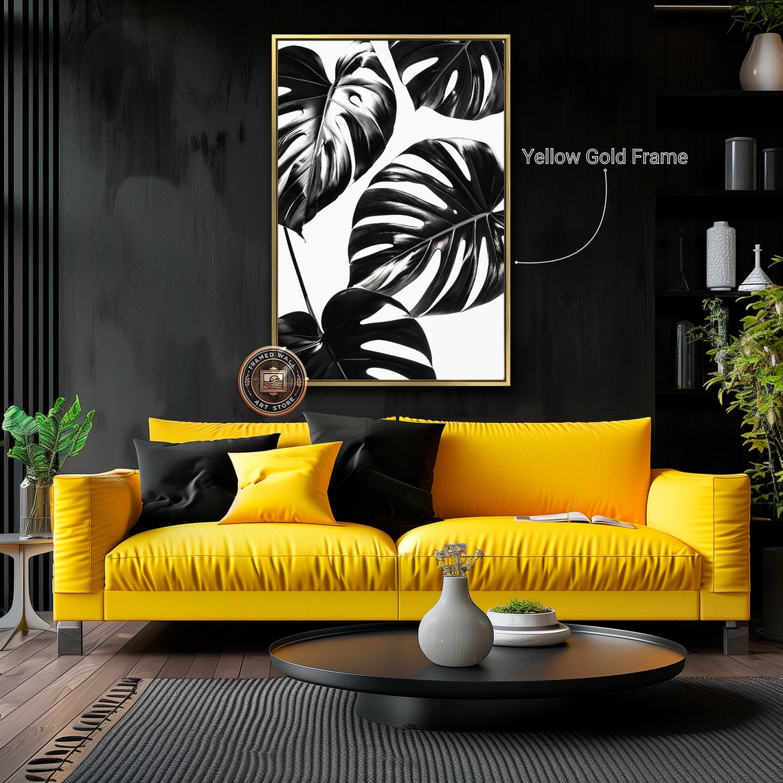 Black White Monstera Leaves Minimalist Botanical High Contrast Print - Image 5