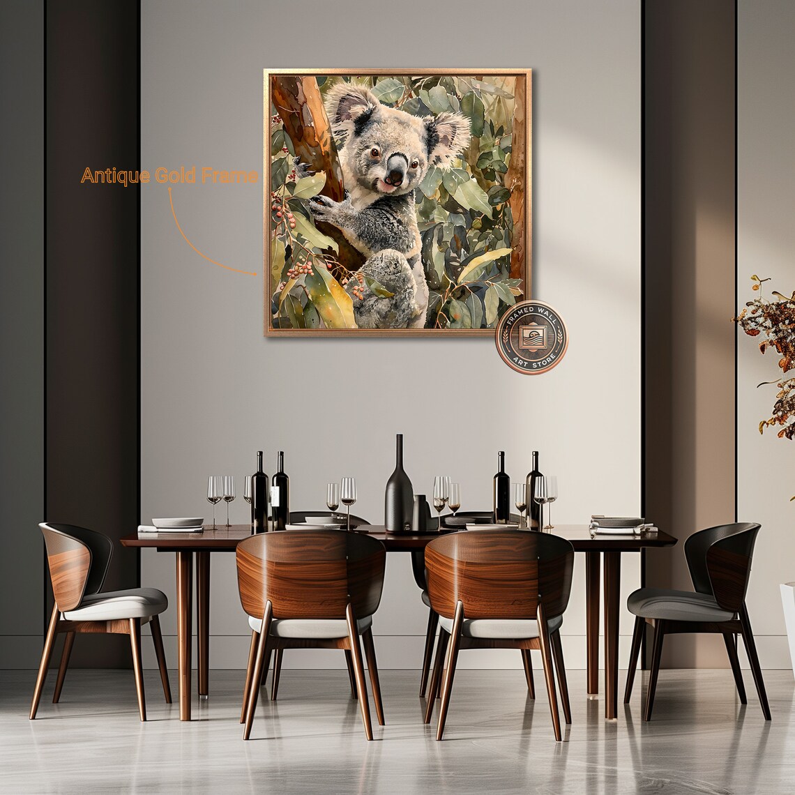 Koala In Eucalyptus Tree Watercolor Portrait Australian Wildlife Art Poster - Image 2