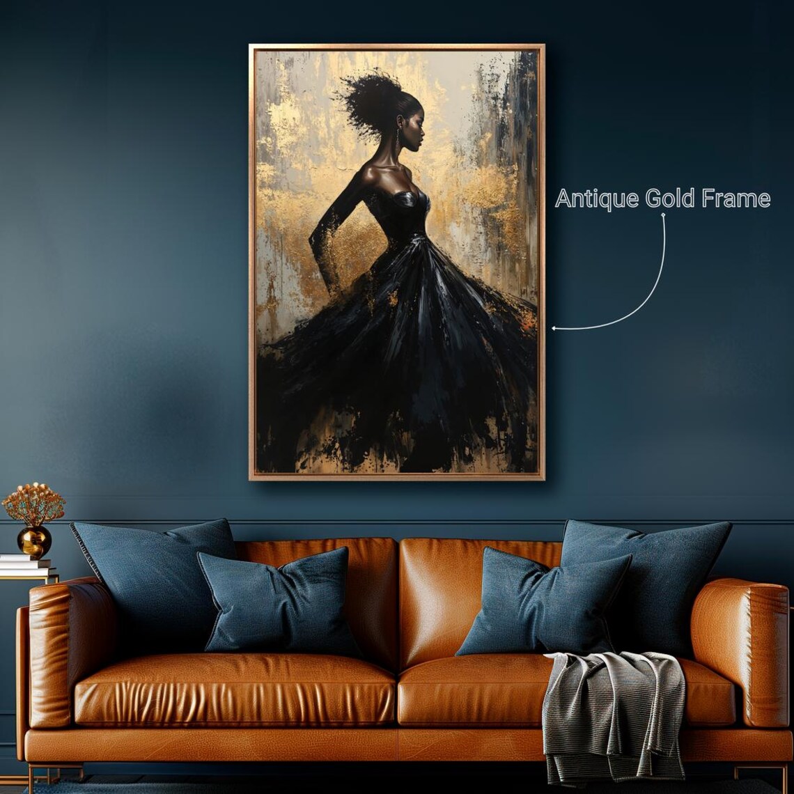 Abstract Fashion Woman Art Print, Black and Gold - Image 5
