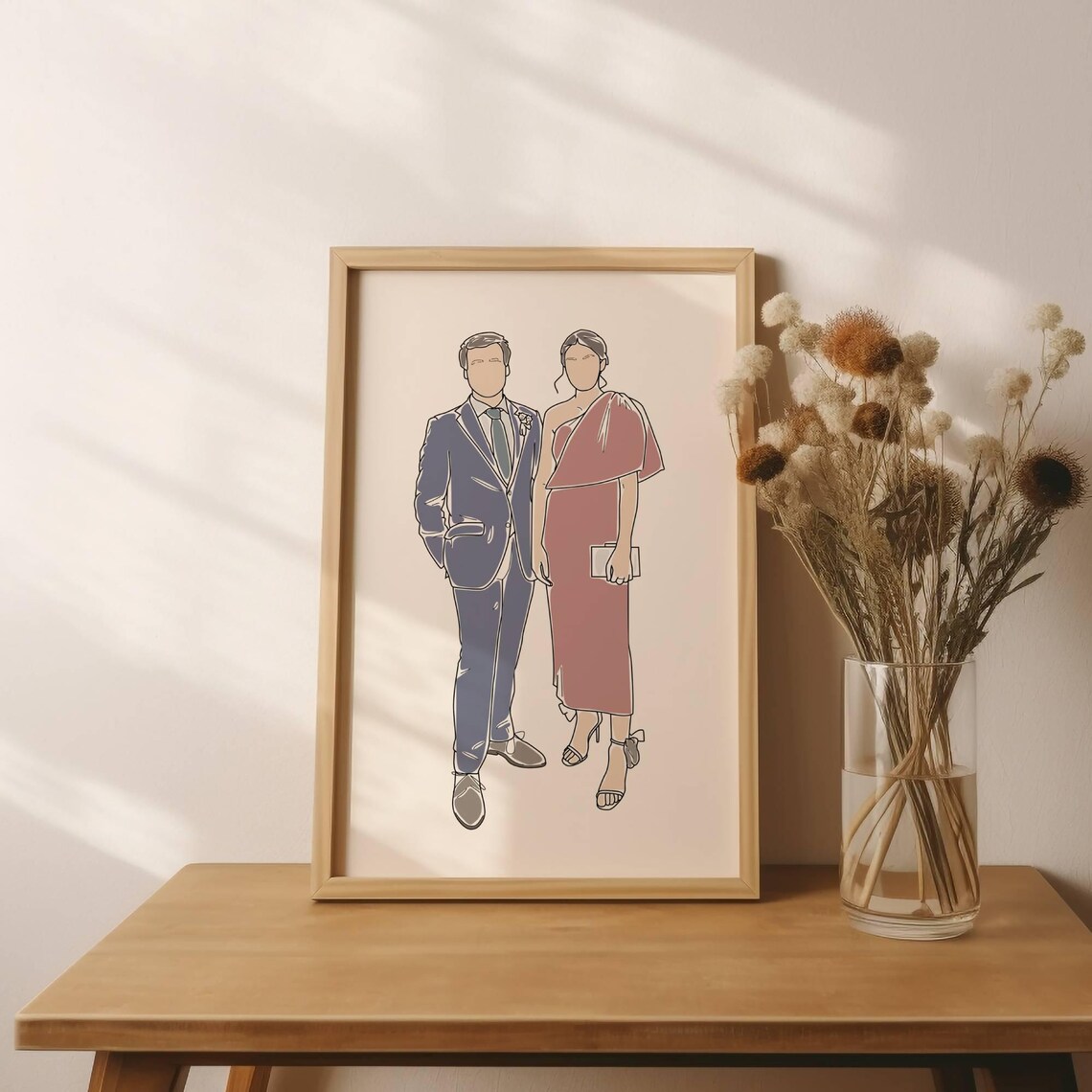 Gift For Engaged Couples, Custom Portrait From Photo