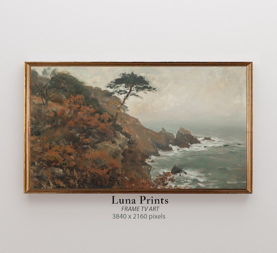 Autumn Coastal Landscape Art Print, Fall Decor