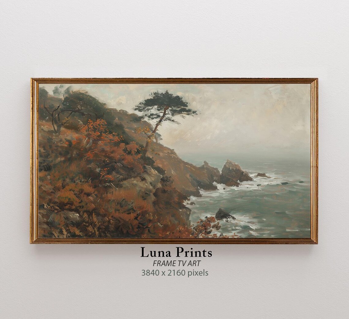 Autumn Coastal Landscape Art Print, Fall Decor