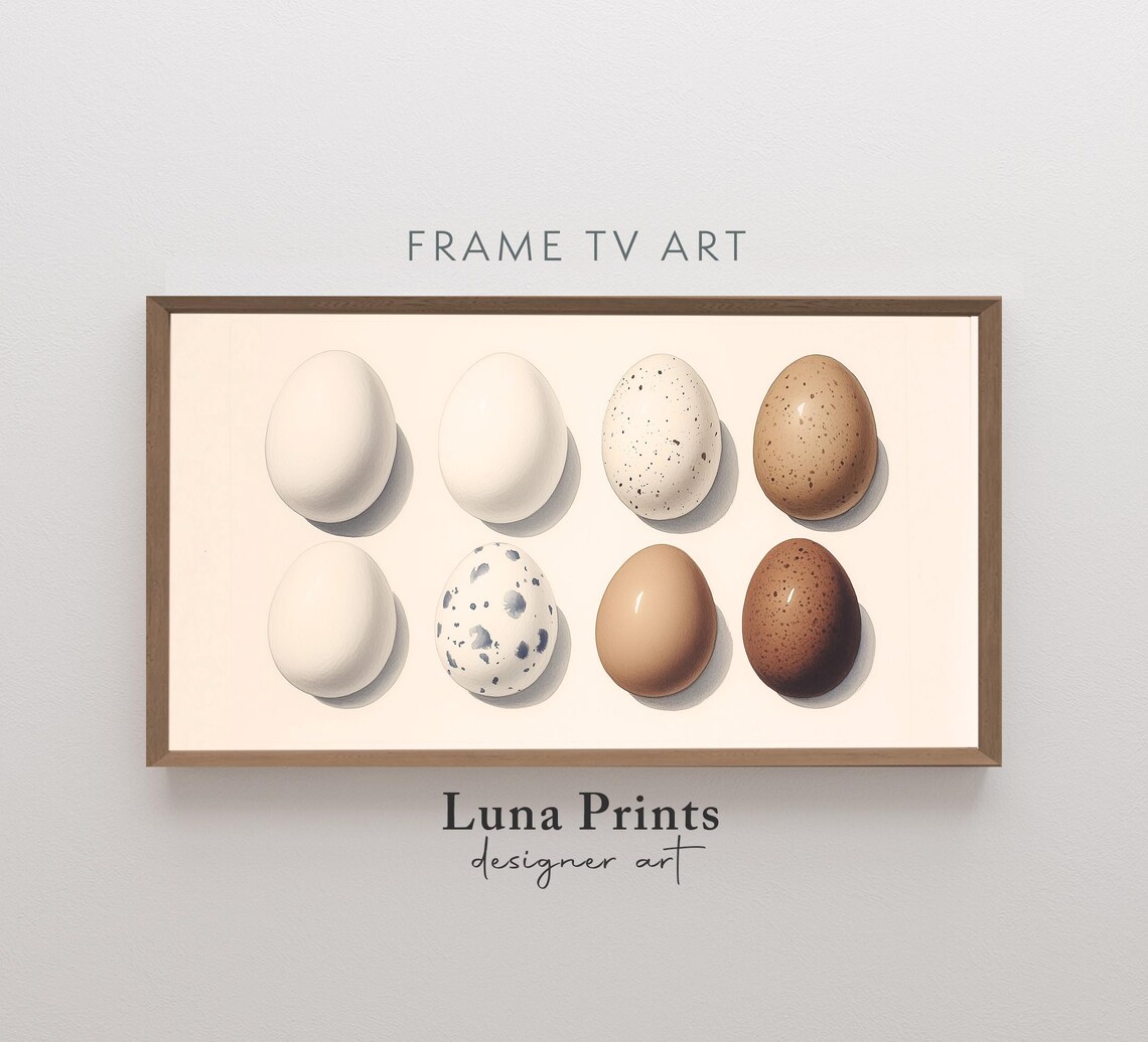 Spring Easter Eggs Watercolor Neutral Art Print