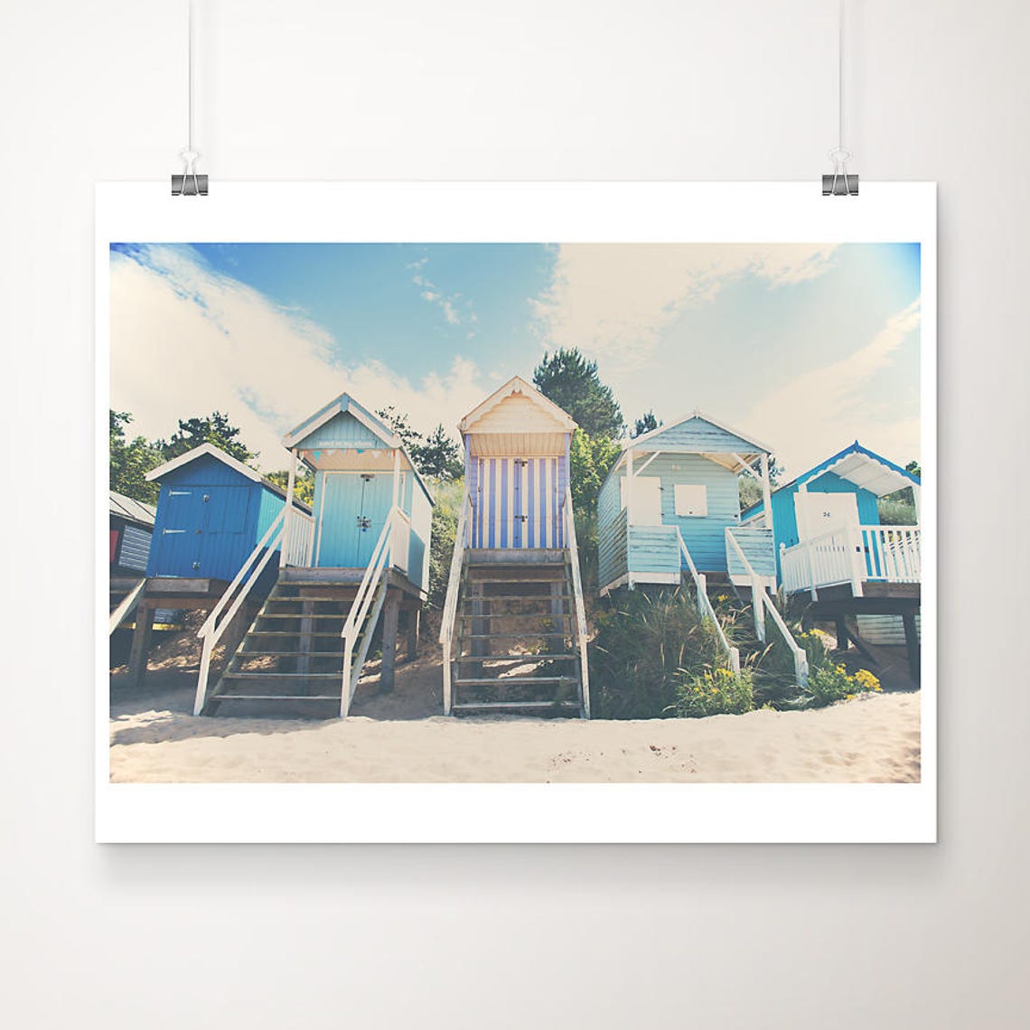 Colorful Beach Huts at Wells-next-the-Sea Norfolk Coastal Photo Poster