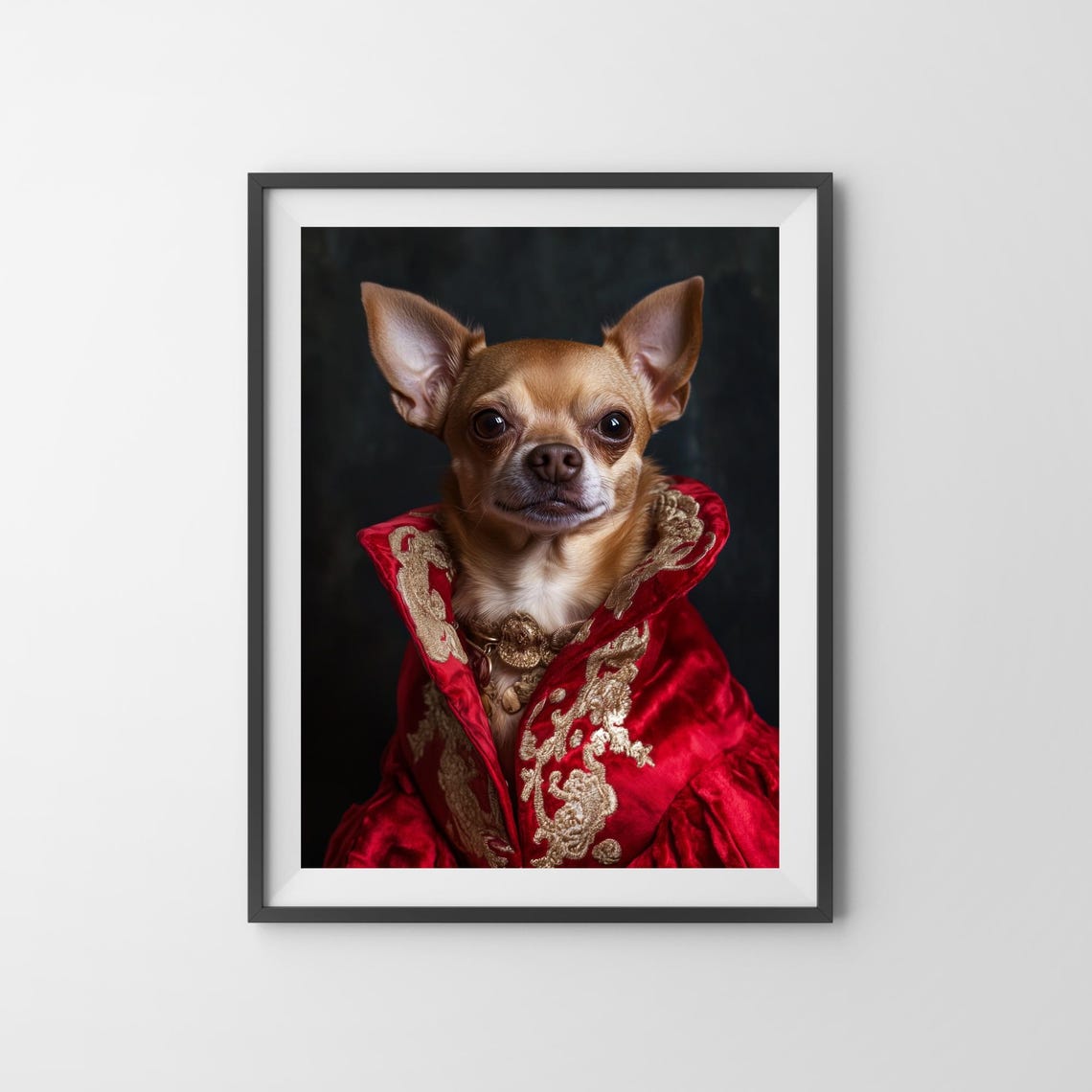 Aristocratic Chihuahua Wearing a Regal Red Embroidered Robe Poster - Image 3