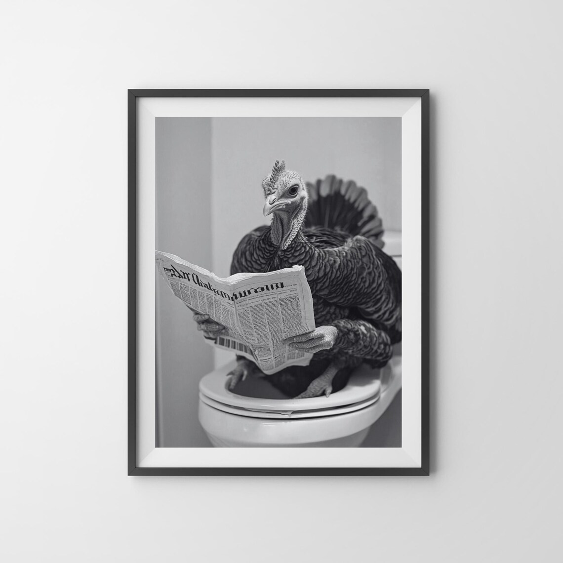 Turkey on the Toilet Reading Newspaper Funny Bathroom Poster - Image 3