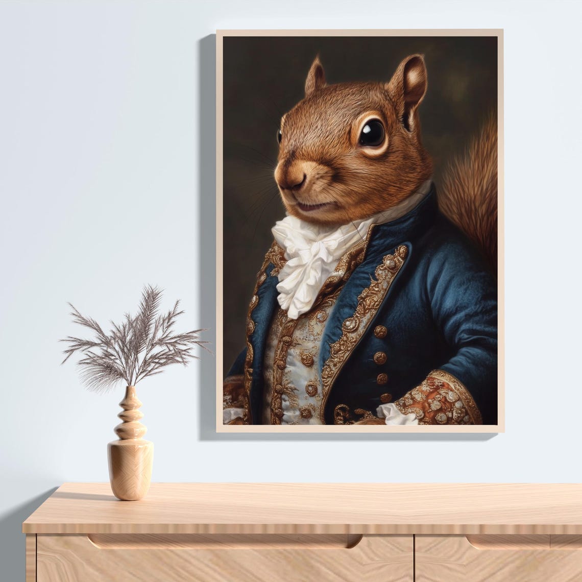 Aristocratic Red Squirrel in a Blue Embroidered Velvet Coat Poster - Image 2