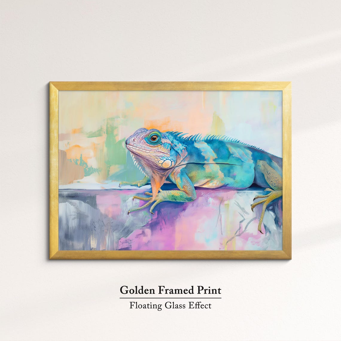 Colorful Iguana Blue Teal Abstract Reptile Painting Lizard Art Poster - Image 5