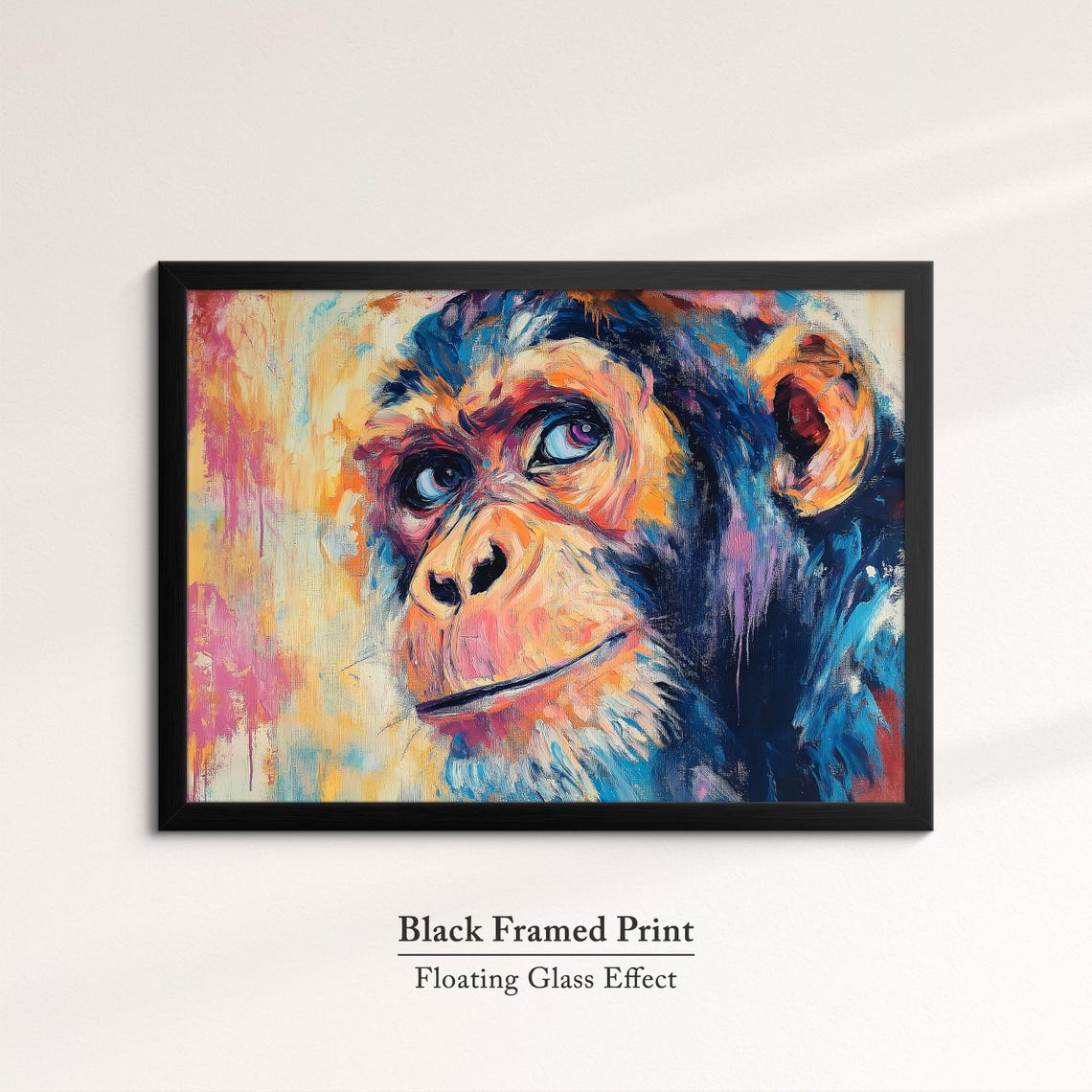 Chimpanzee Abstract Oil Painting Vibrant Primate Face Portrait Poster - Image 8