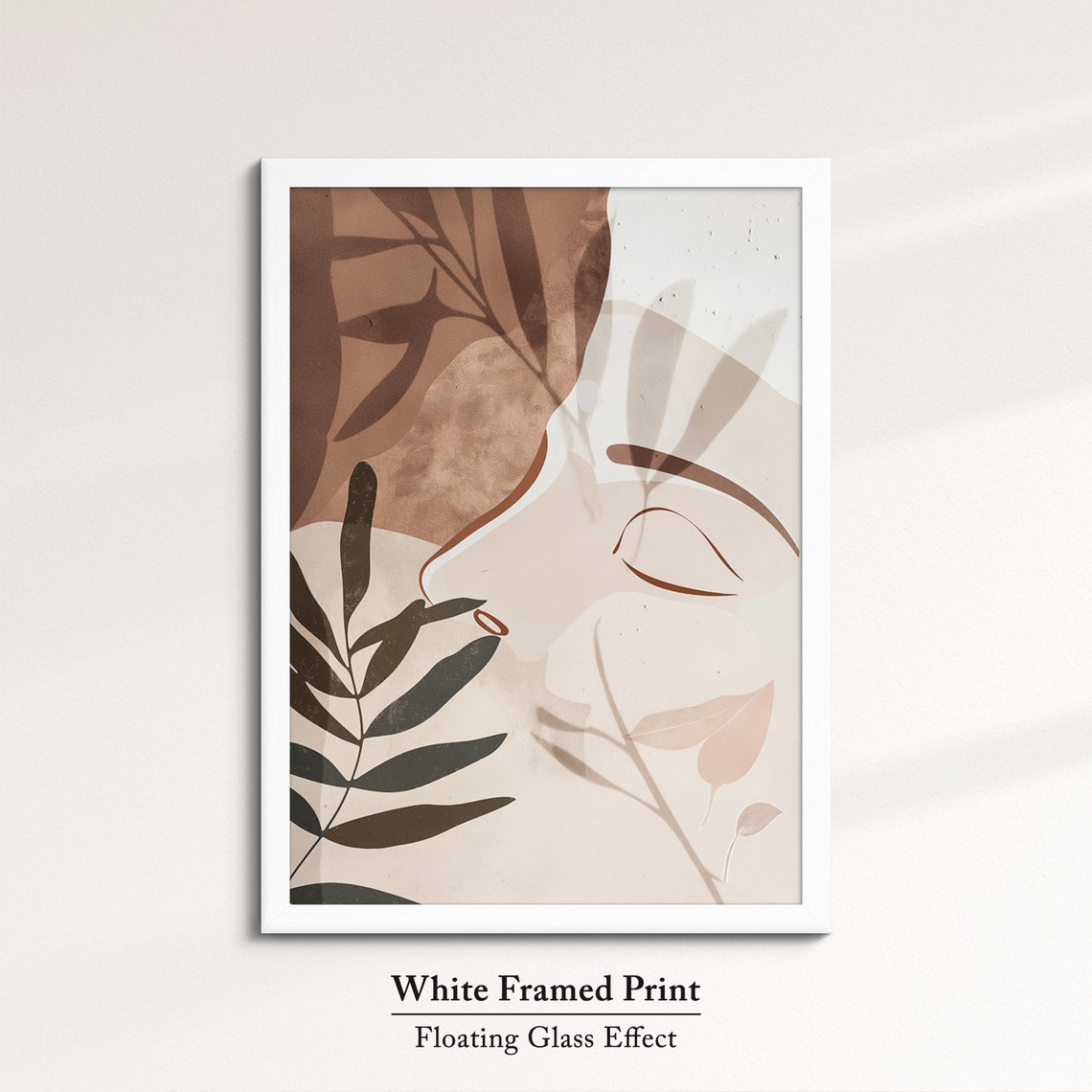 Boho Woman Face Line Art Terracotta Leaves Abstract Nordic Wall Poster - Image 7