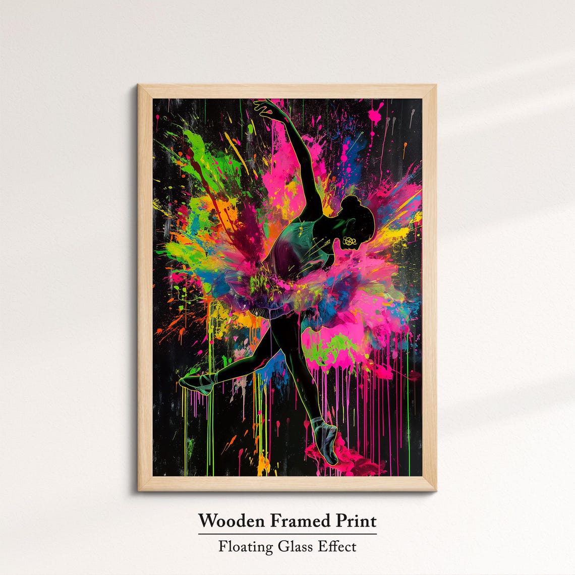 Vibrant Ballerina Art Neon Dance Painting Colorful Ballet Wall Decor Modern Dance Artwork Splatter Paint Style Artistic Decor - Image 6