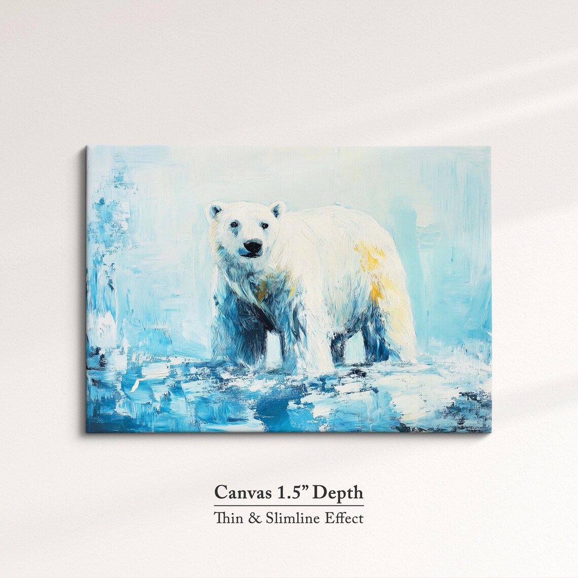 Polar Bear Standing Blue Ice Abstract Oil Painting Wildlife Wall Art Poster - Image 3