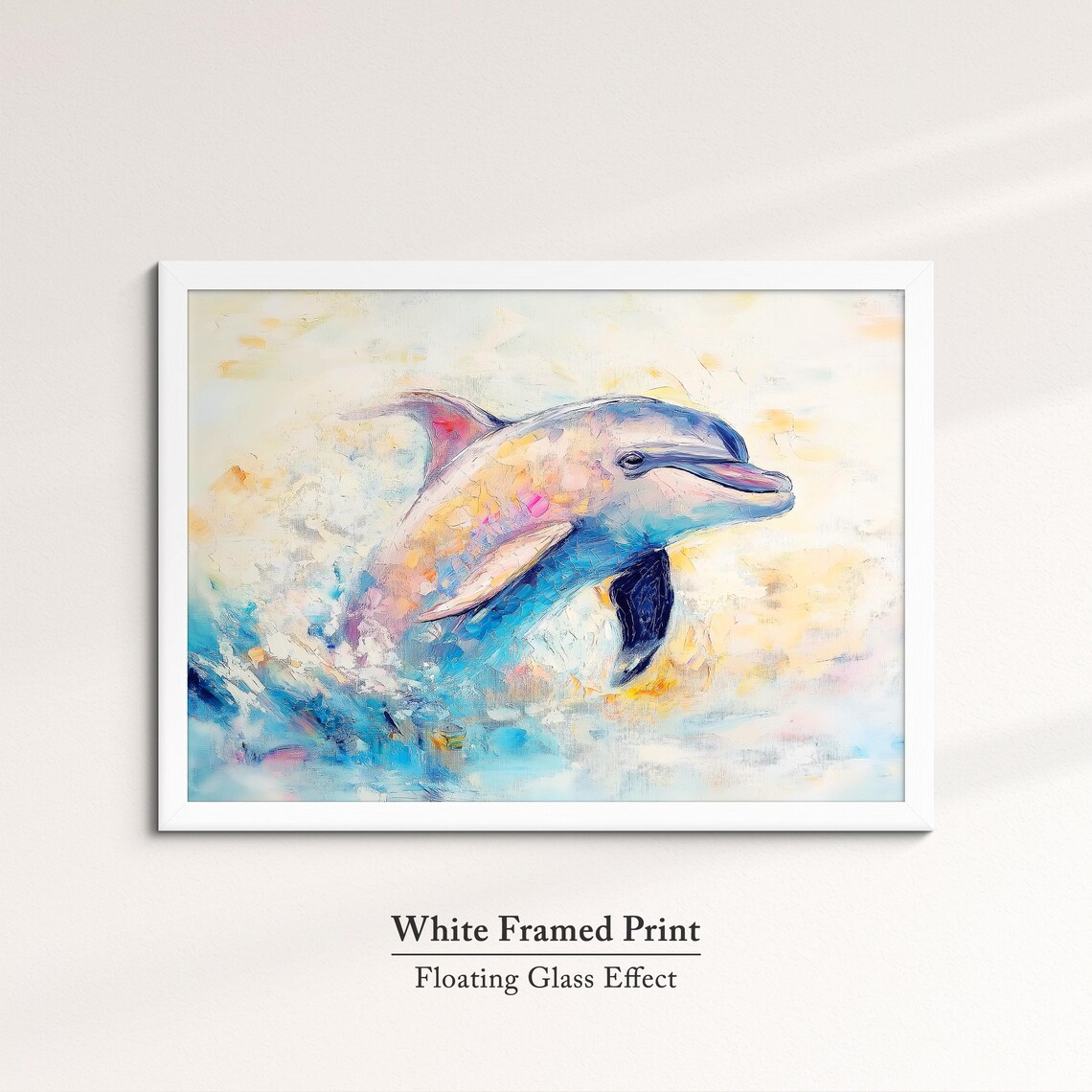 Dolphin Leaping Pastel Waves Colorful Ocean Abstract Wall Art Poster - Image 7