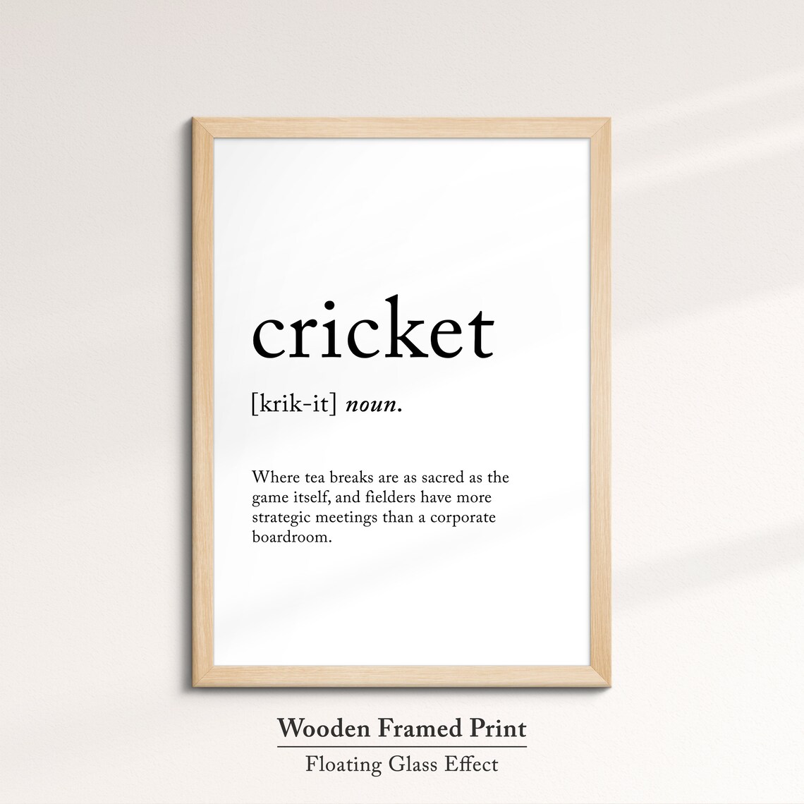 Cricket Definition Dictionary Funny Sports Quote Minimalist Framed Print Framed Wall Art Poster Home Decor Interior Cricket Gift - Image 6