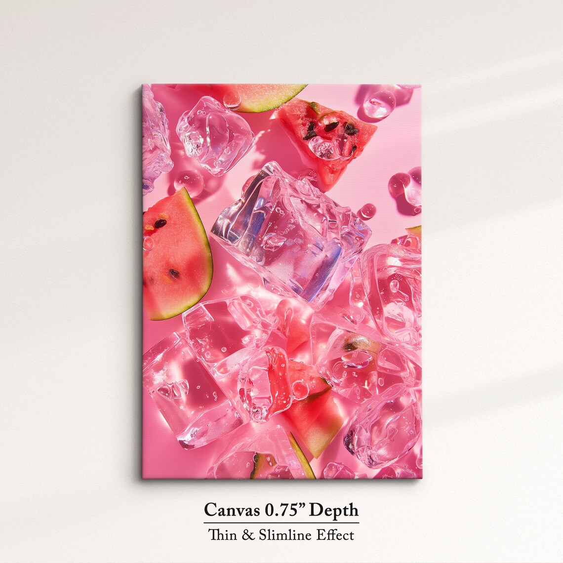 Refreshing Watermelon In Ice Art Cool Summer Wall Decor Framed Ready To Hang Perfect For Kitchen Or Dining Room Vibrant Fruit - Image 4