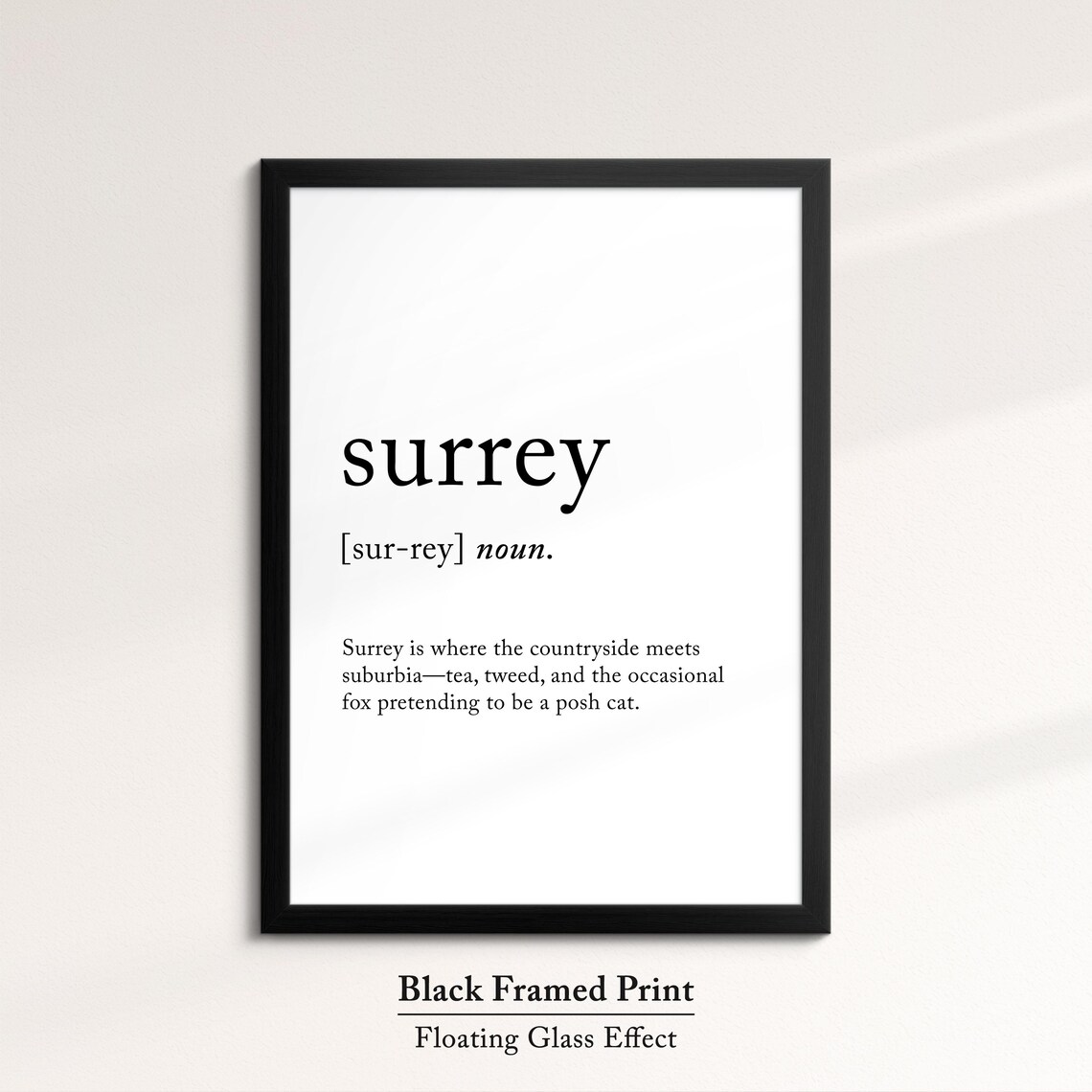 Surrey England Definition Dictionary Funny Quote Minimalist Framed Print Framed Wall Art Poster Home Decor Interior Gifts - Image 8